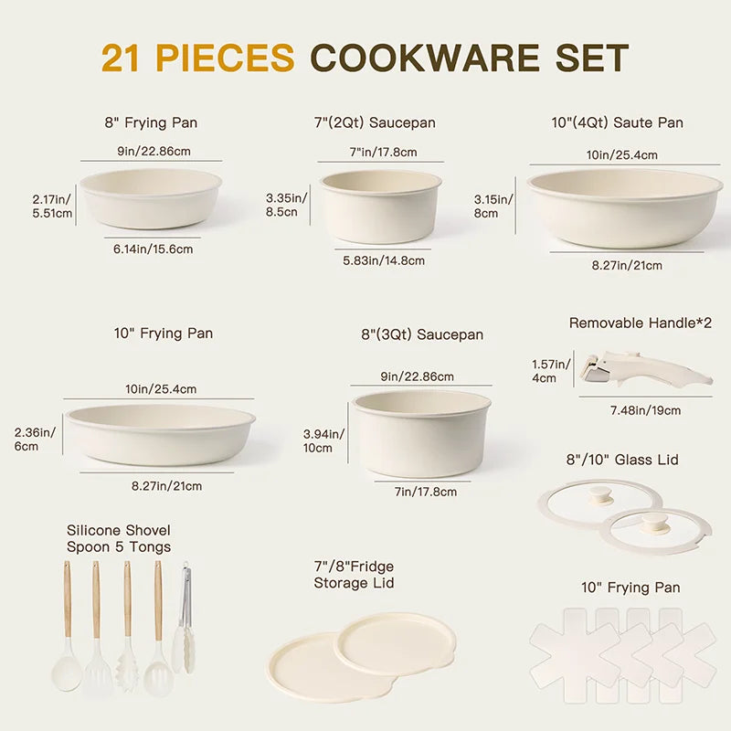 21 Piece Pots and Pans Set Non-Stick, Astercook Ceramic