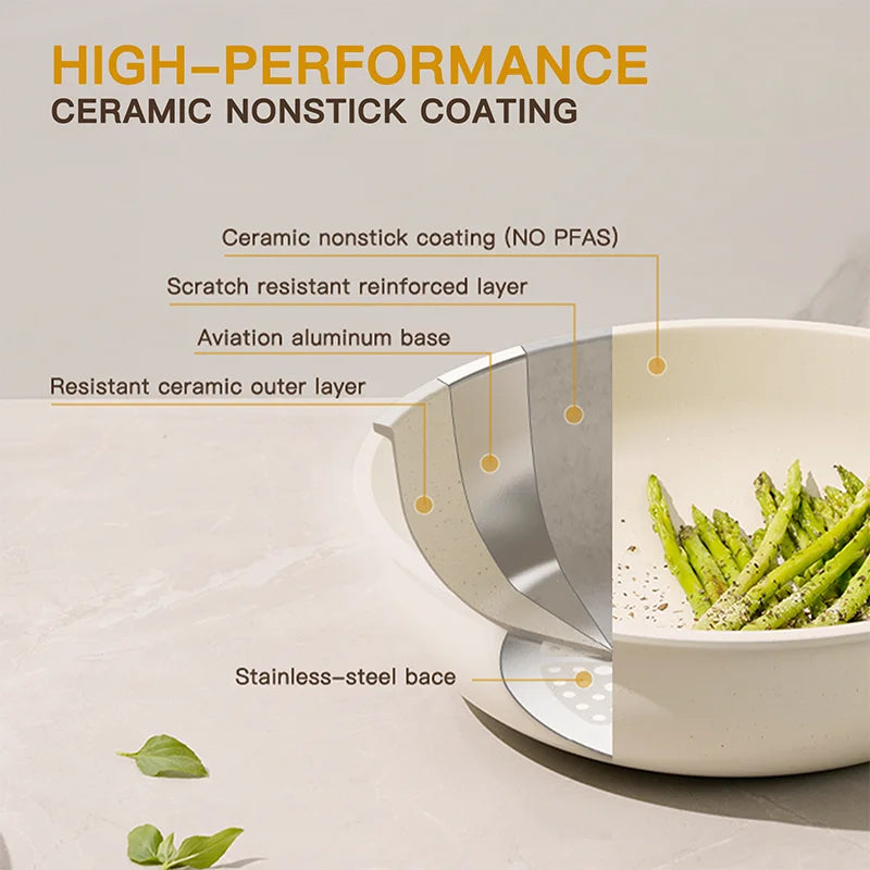 21 Piece Pots and Pans Set Non-Stick, Astercook Ceramic