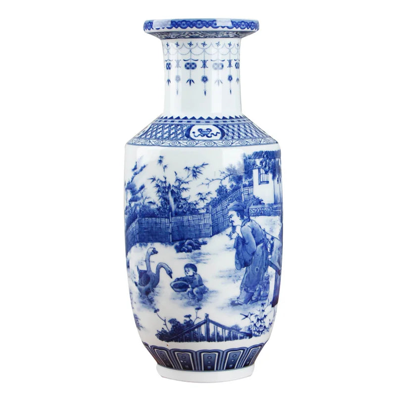 Chinese Blue and White Ceramic Vase Antique