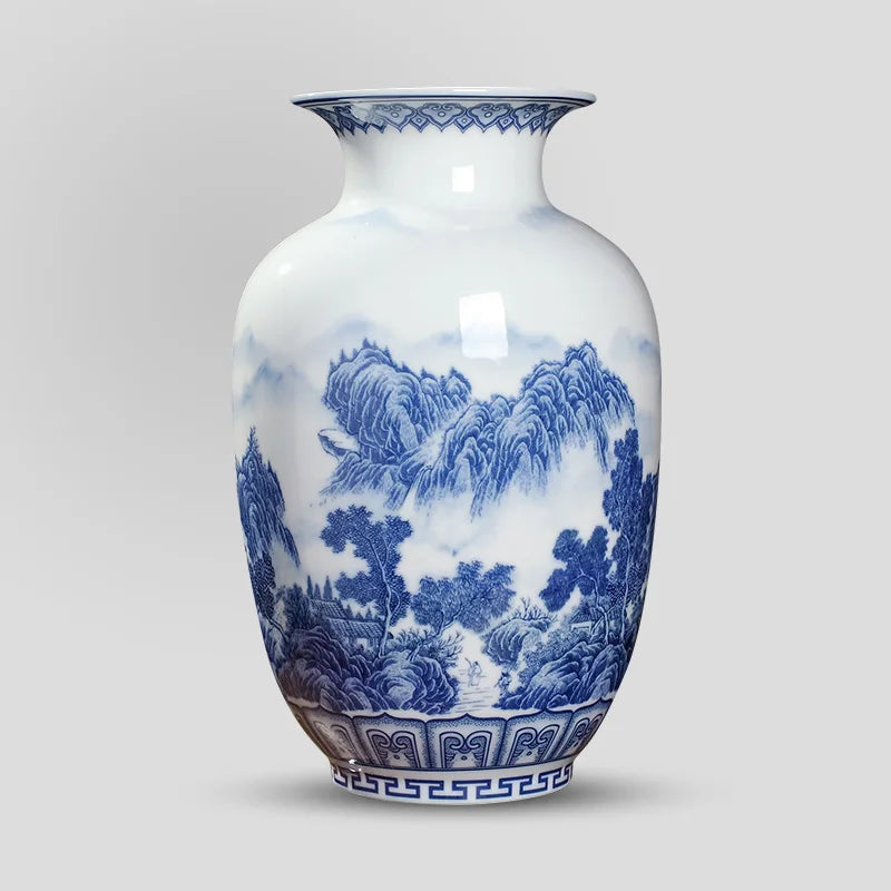 Chinese Blue and White Ceramic Vase Antique