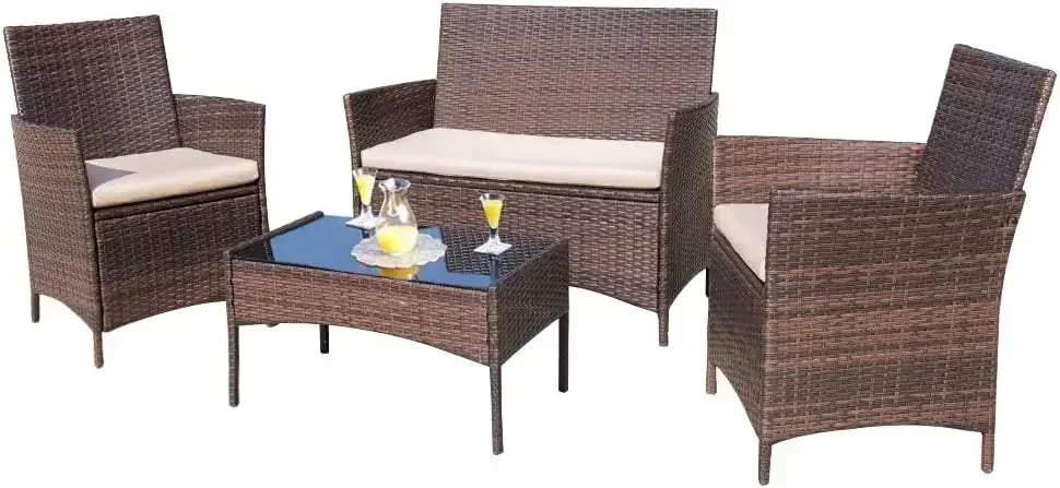 Backyard Porch 4 Pieces Furniture Outdoor Furniture Set