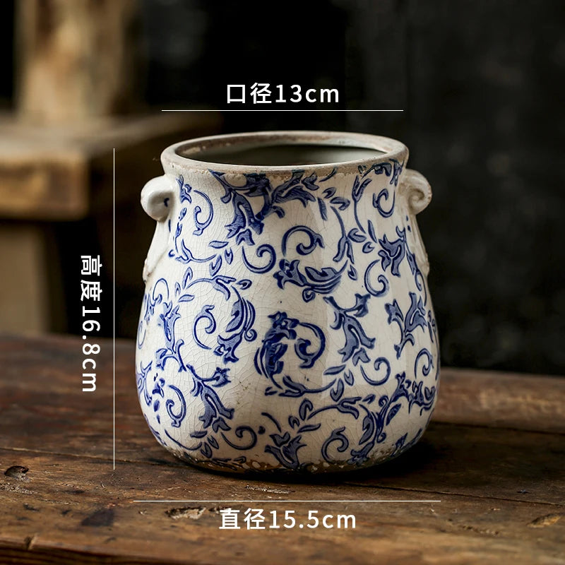 Double Ear retro Vintage Ceramic Flower Pots   Horticulture Orchids