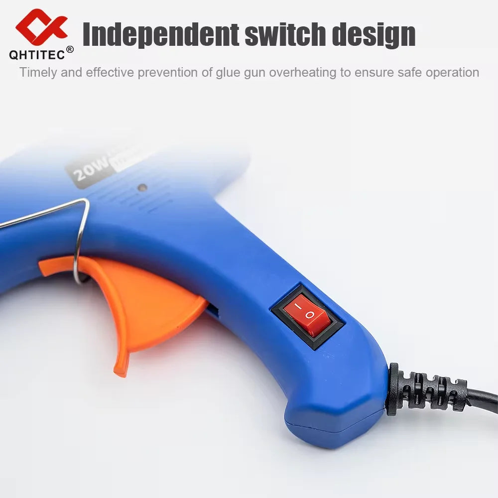 JCD 20W Hot Melt Glue Gun 20Pcs 7mm Sticks