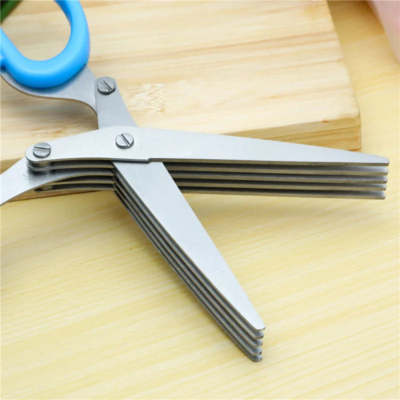 Steel 5 Layers Blade Herb Scissors Multifunctional