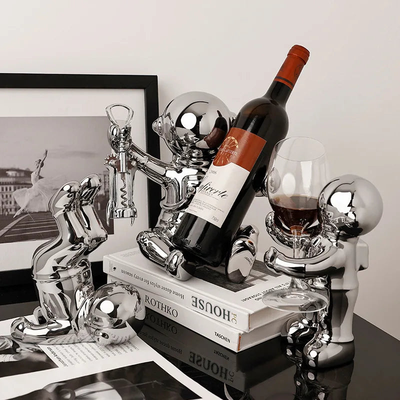 Nordic Ceramic Astronaut Wine Rack, Handmade, Wine Holder