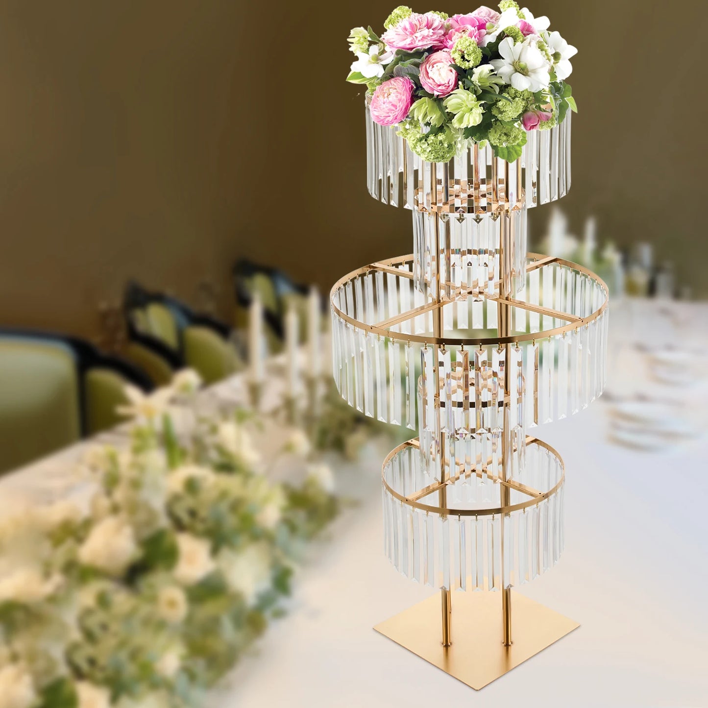 5 Tiers Gold Wedding Centerpieces Flower Stand