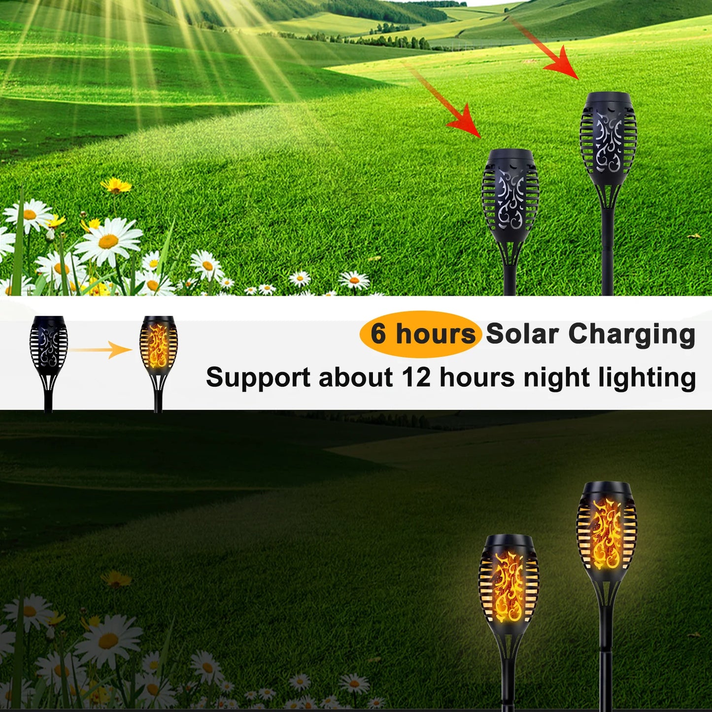 Solar Torch Lights Lawn Path Yard Patio