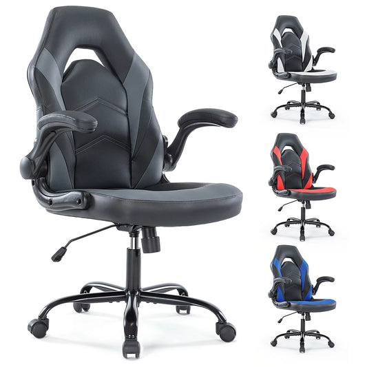 JHK Ergonomic Adjustable PU Leather Chair Flip-up Armrest