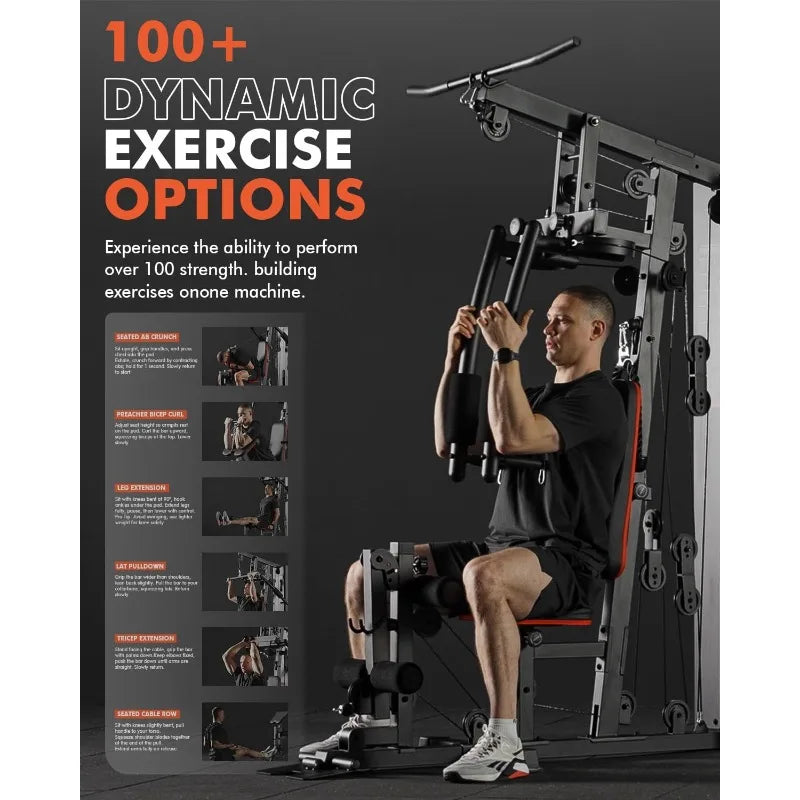 Workout Station with 150LBS Weight Stack, Home Gym