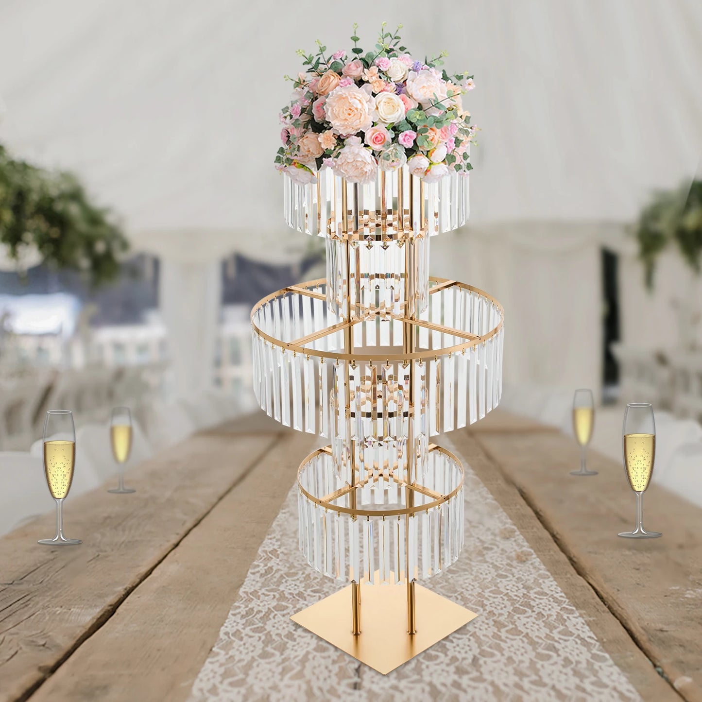5 Tiers Gold Wedding Centerpieces Flower Stand