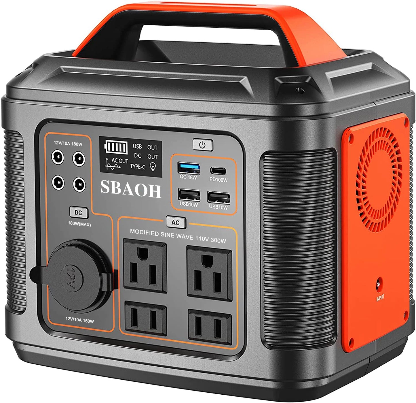 Portable Power Station, 300W 296Wh Solar Generator Lithium Battery B