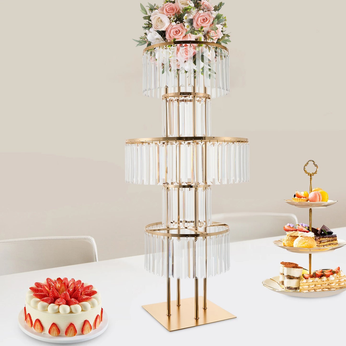 5 Tiers Gold Wedding Centerpieces Flower Stand