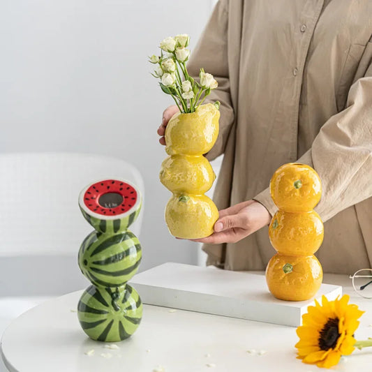 1PCS Overlapping  Nordic Style Three-Tier Ceramic Vase