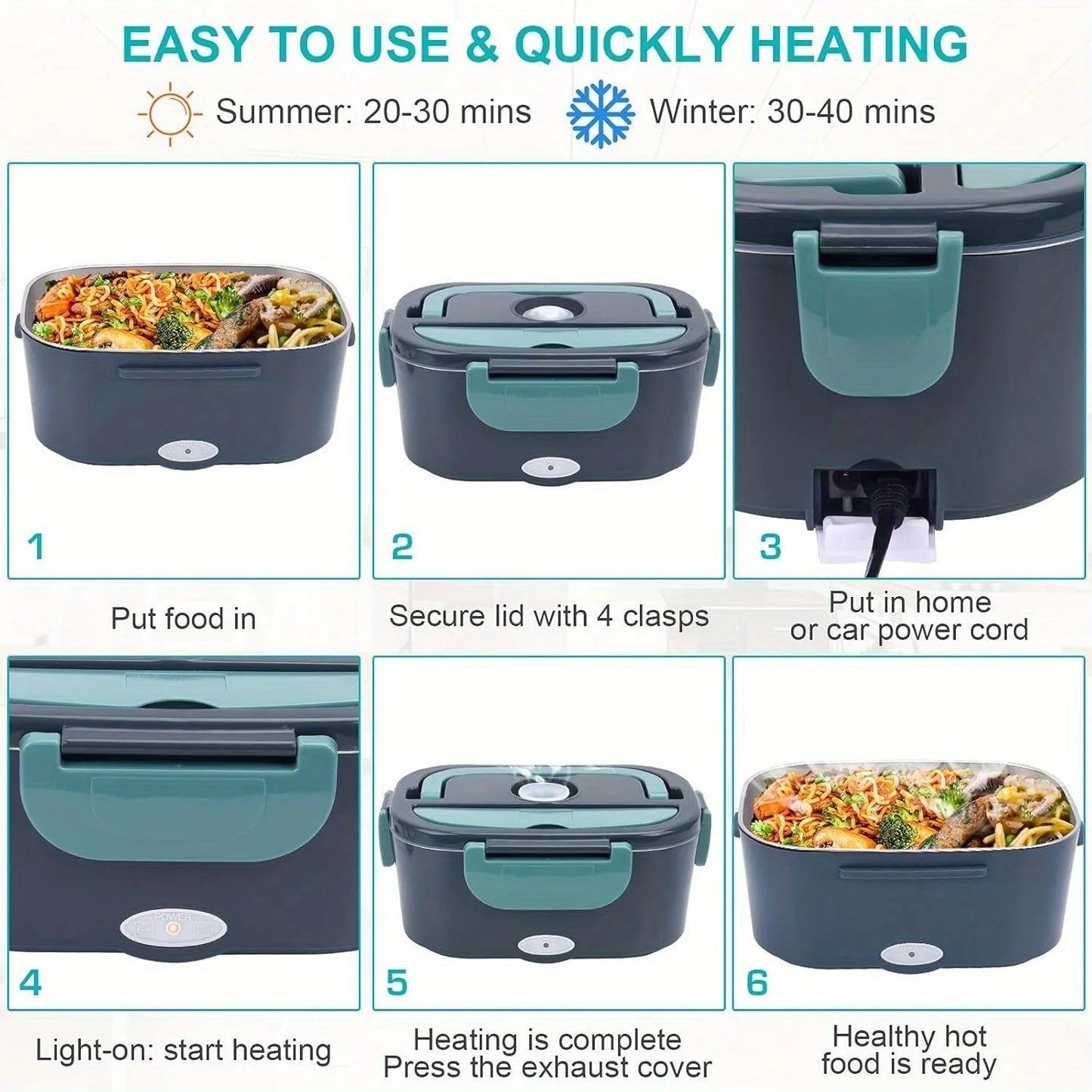 1.5 L 60W Electric Lunch Box Portable Food Heater.