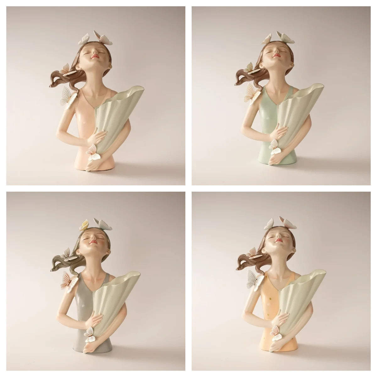 30cm Butterfly and Girl Vase Handmade Modern Art Figurines