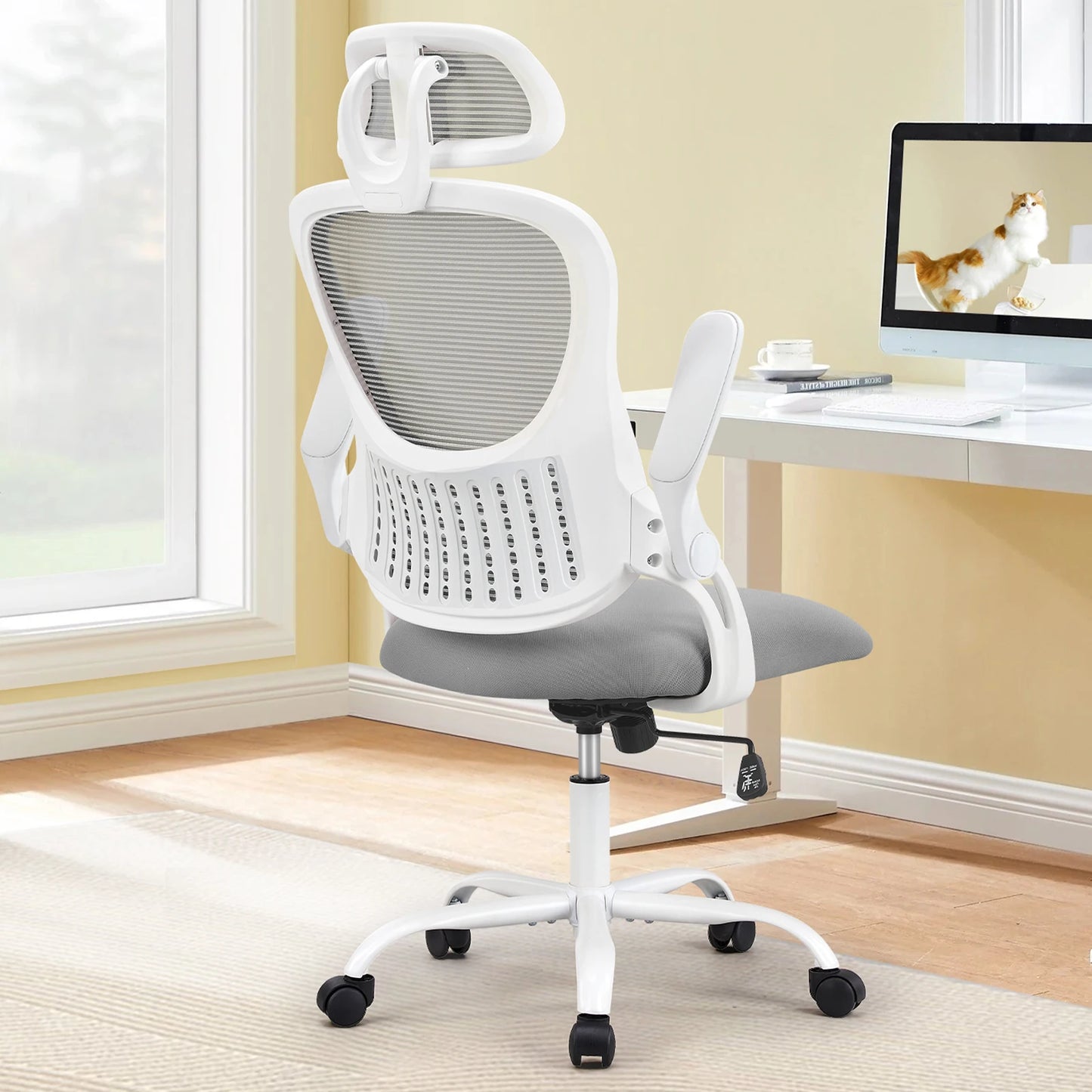 JHK Office Desk Chair Adjustable Headrests, Lumbar Support