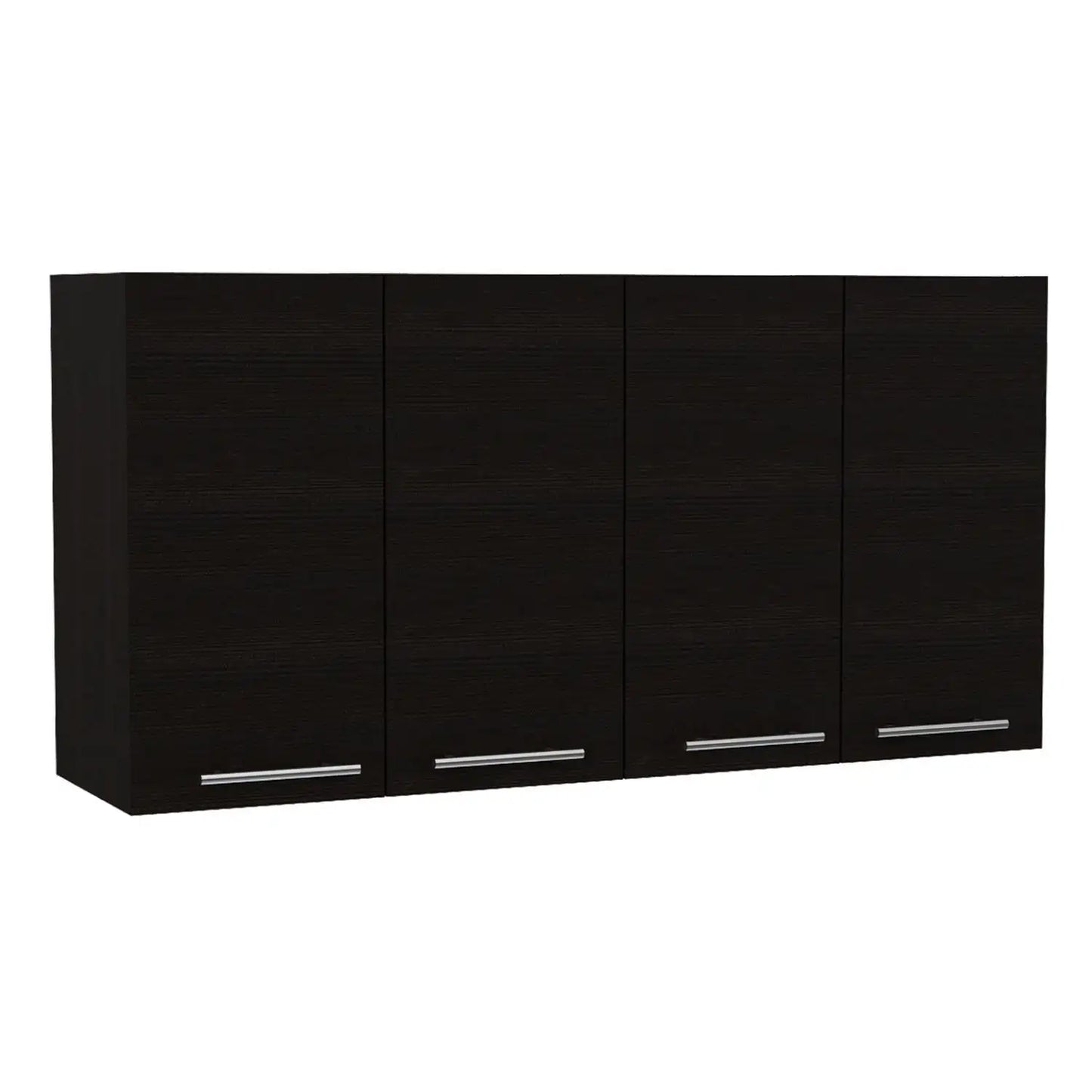120 Wall Cabinet, Four Doors, Two Cabinets, Two Shelves Black