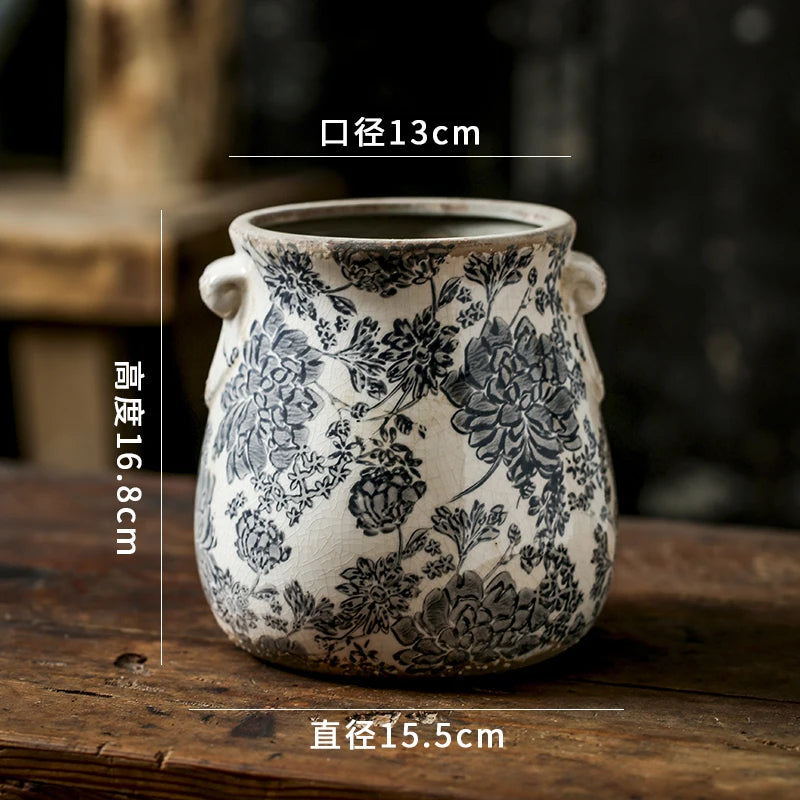 Double Ear retro Vintage Ceramic Flower Pots   Horticulture Orchids