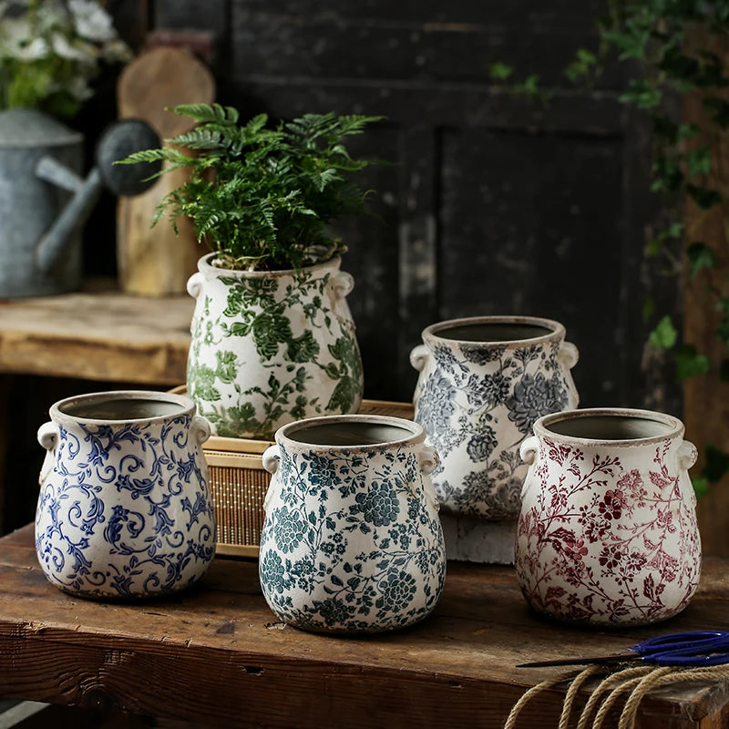 Double Ear retro Vintage Ceramic Flower Pots   Horticulture Orchids