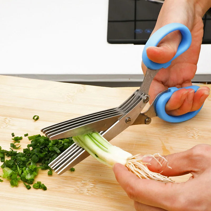 Steel 5 Layers Blade Herb Scissors Multifunctional