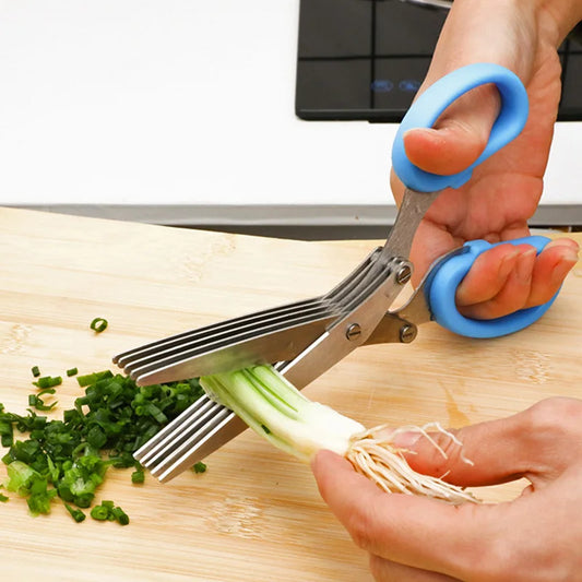 Steel 5 Layers Blade Herb Scissors Multifunctional