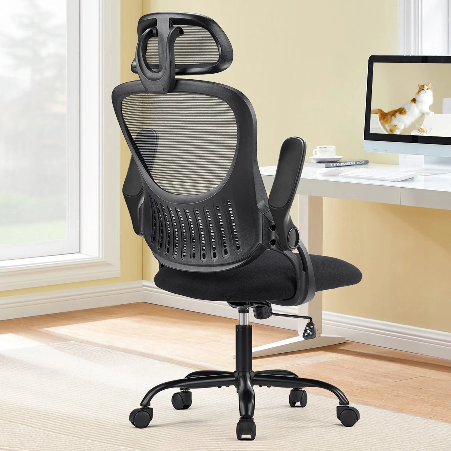 JHK Office Desk Chair Adjustable Headrests, Lumbar Support