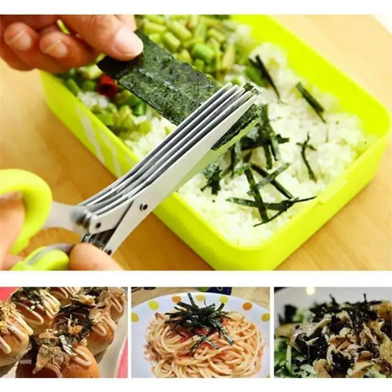Steel 5 Layers Blade Herb Scissors Multifunctional