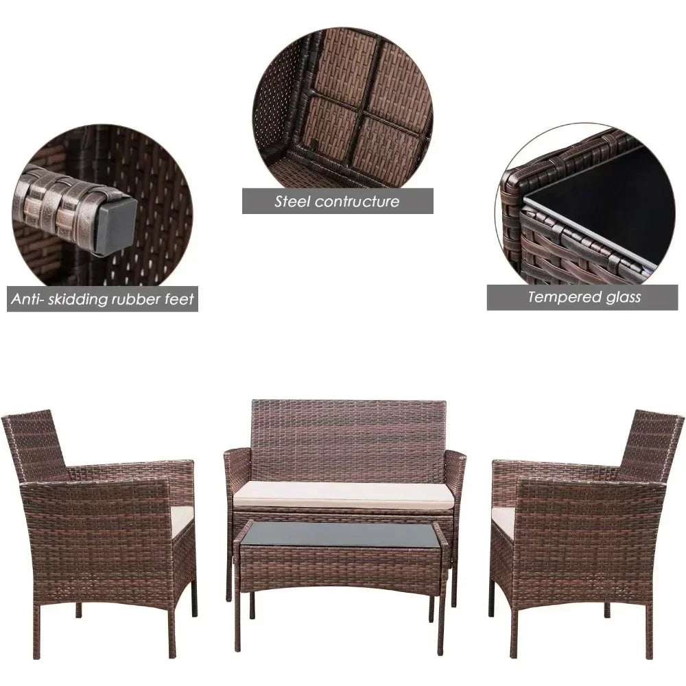 Backyard Porch 4 Pieces Furniture Outdoor Furniture Set