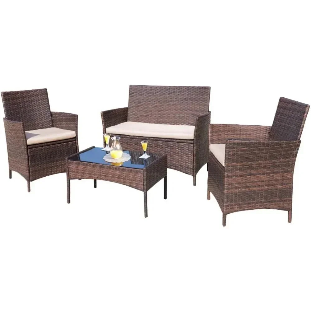 Backyard Porch 4 Pieces Furniture Outdoor Furniture Set