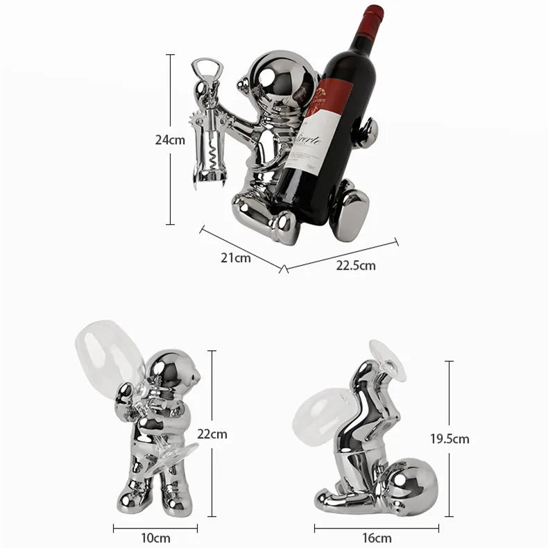 Nordic Ceramic Astronaut Wine Rack, Handmade, Wine Holder