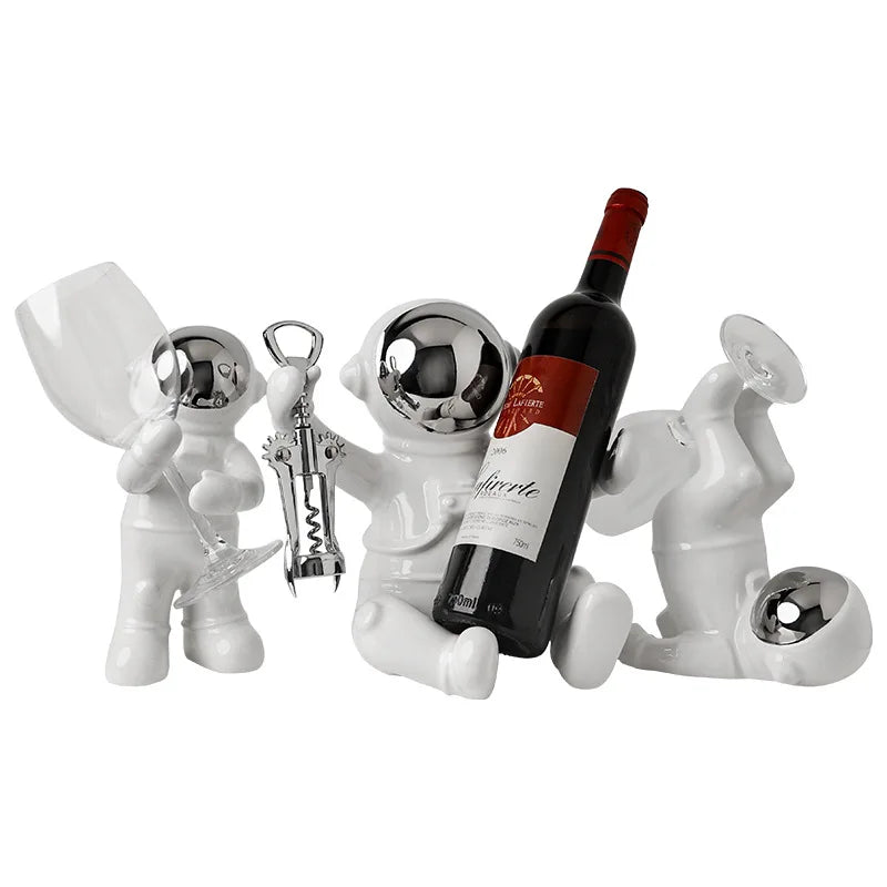 Nordic Ceramic Astronaut Wine Rack, Handmade, Wine Holder