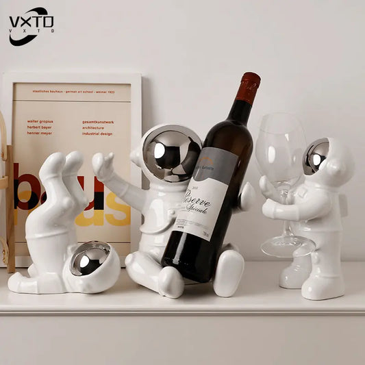 Nordic Ceramic Astronaut Wine Rack, Handmade, Wine Holder