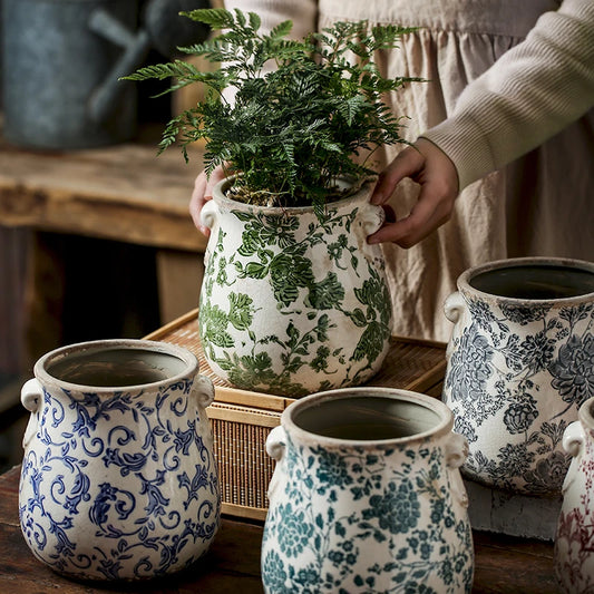 Double Ear retro Vintage Ceramic Flower Pots   Horticulture Orchids
