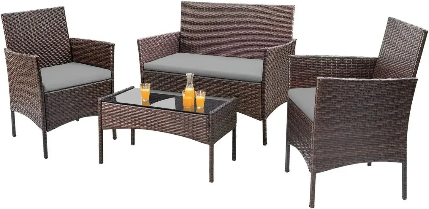 Backyard Porch 4 Pieces Furniture Outdoor Furniture Set