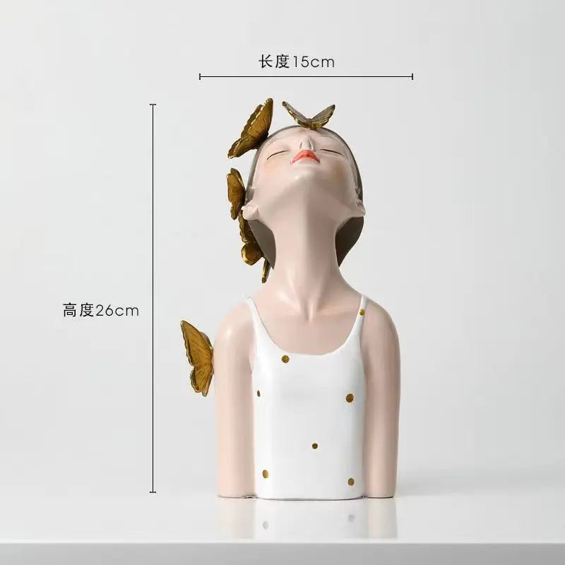 Modern Face Butterfly Girls Resin Figurines Crafts