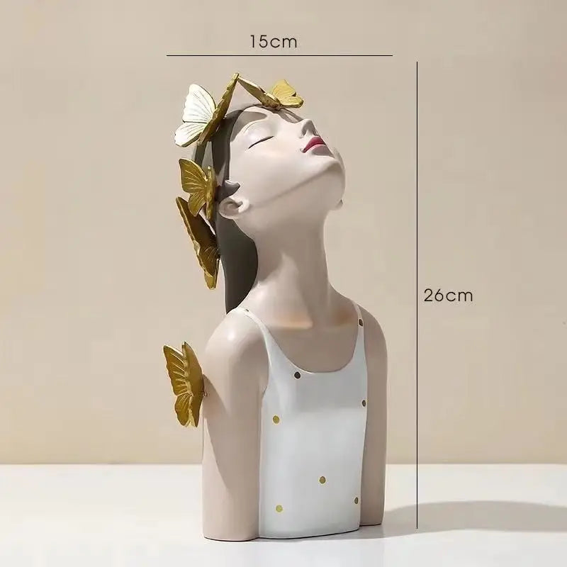 Modern Face Butterfly Girls Resin Figurines Crafts