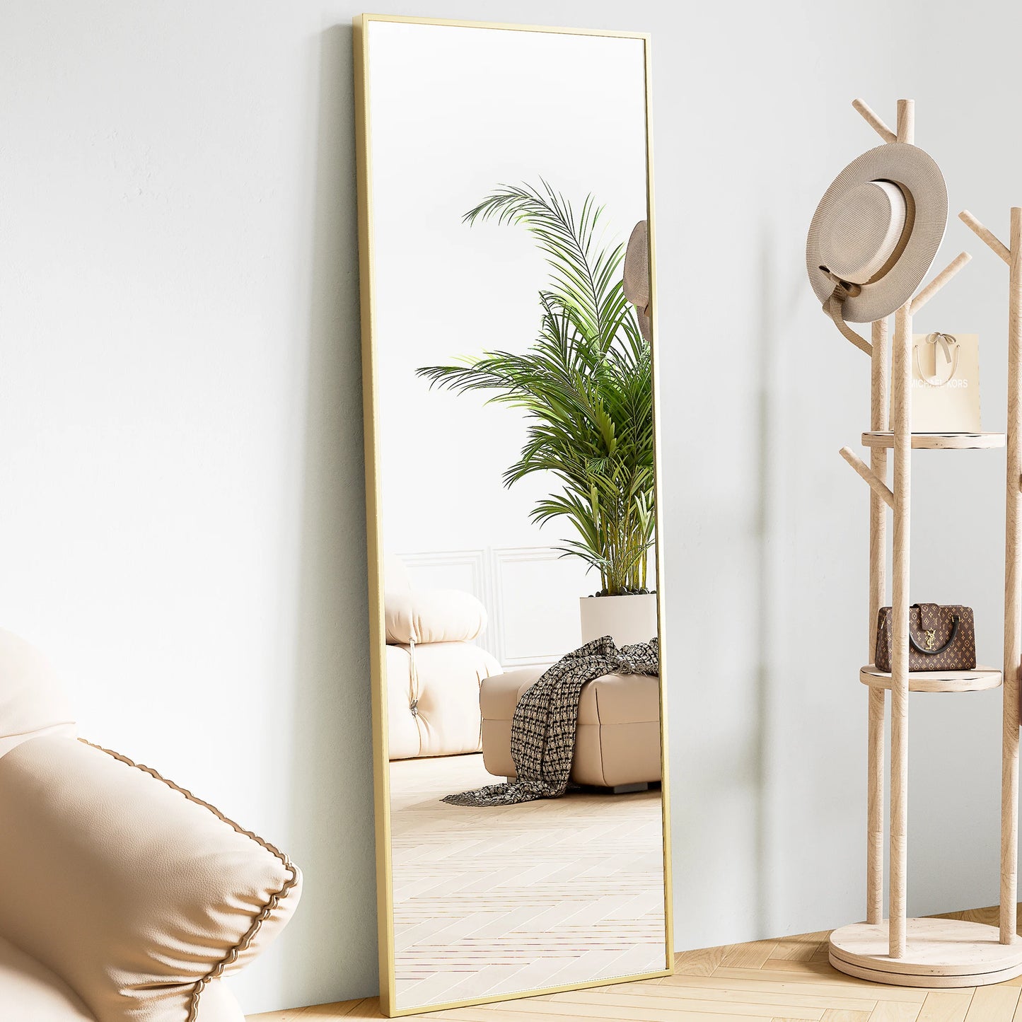 JHK 64"x21" Full Body Wall Mirror Standing Hanging or Leaning.