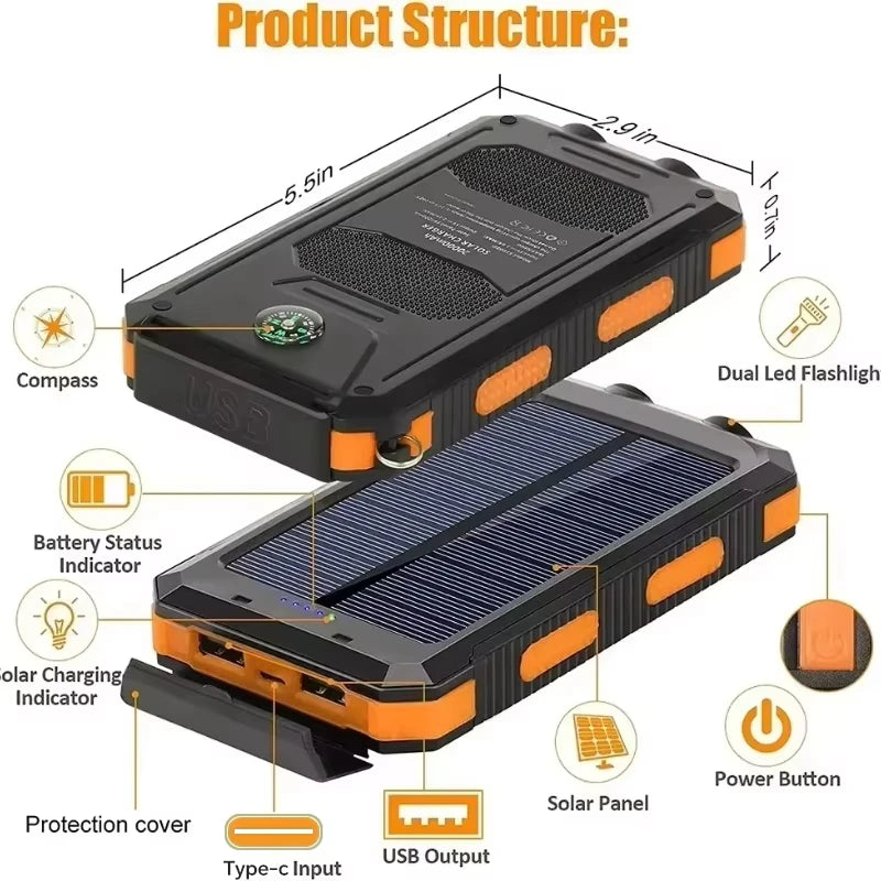 Xiaomi 200000 m A h Power Bank Flashlight For iPhone Samsung