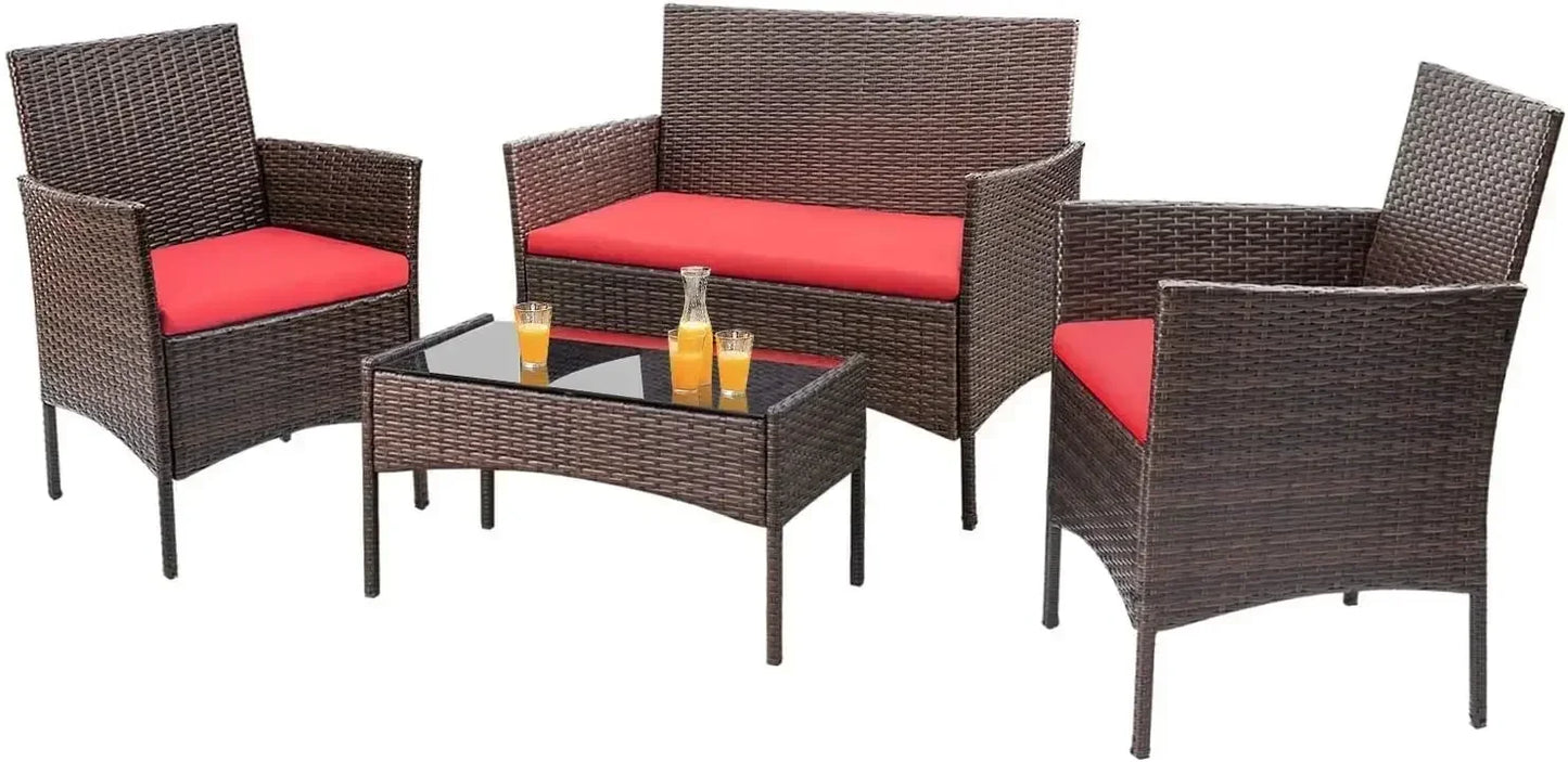 Backyard Porch 4 Pieces Furniture Outdoor Furniture Set