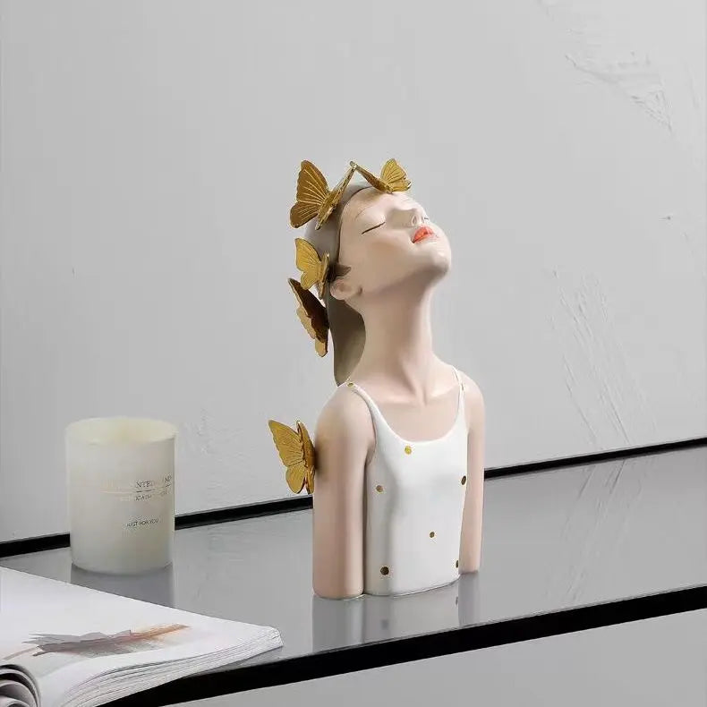 Modern Face Butterfly Girls Resin Figurines Crafts