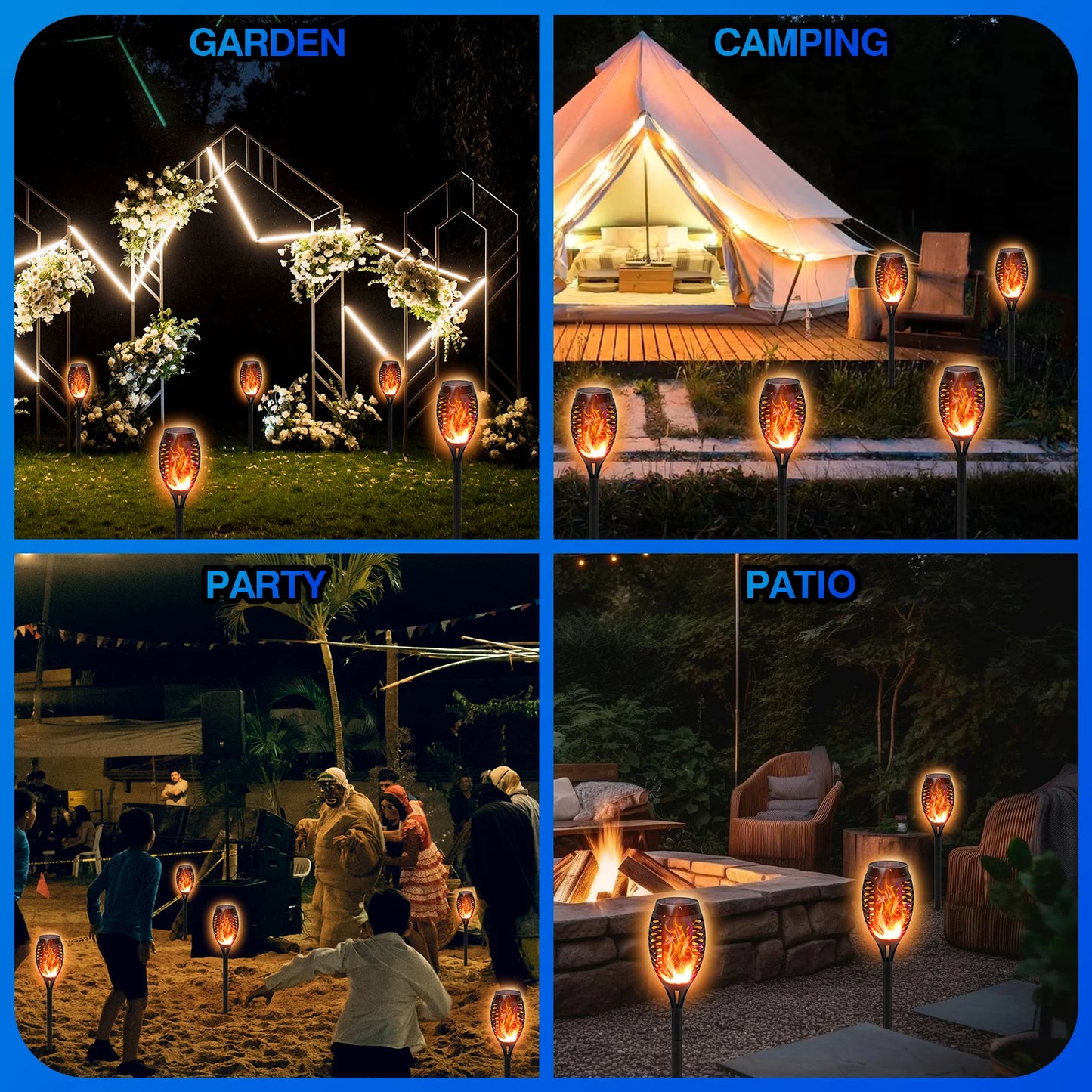Solar Torch Lights Lawn Path Yard Patio
