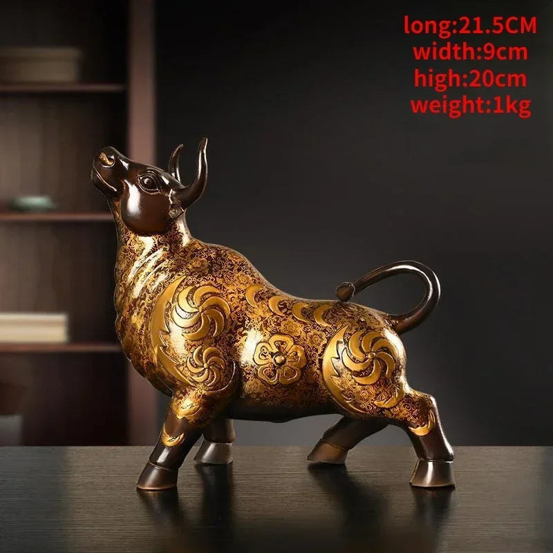 Feng Shui Quality Copper Animal Cow Desktop Decor