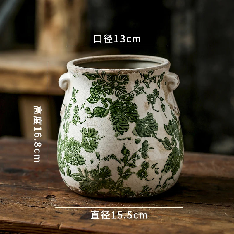 Double Ear retro Vintage Ceramic Flower Pots   Horticulture Orchids