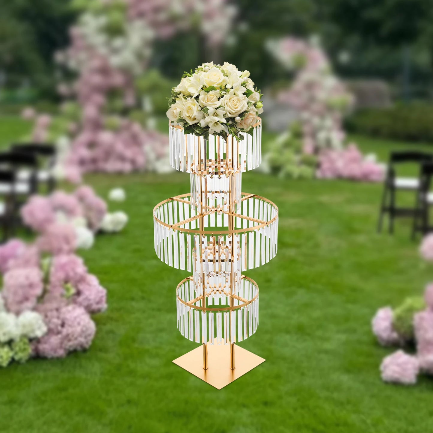 5 Tiers Gold Wedding Centerpieces Flower Stand