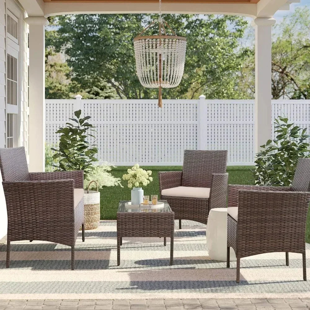Backyard Porch 4 Pieces Furniture Outdoor Furniture Set
