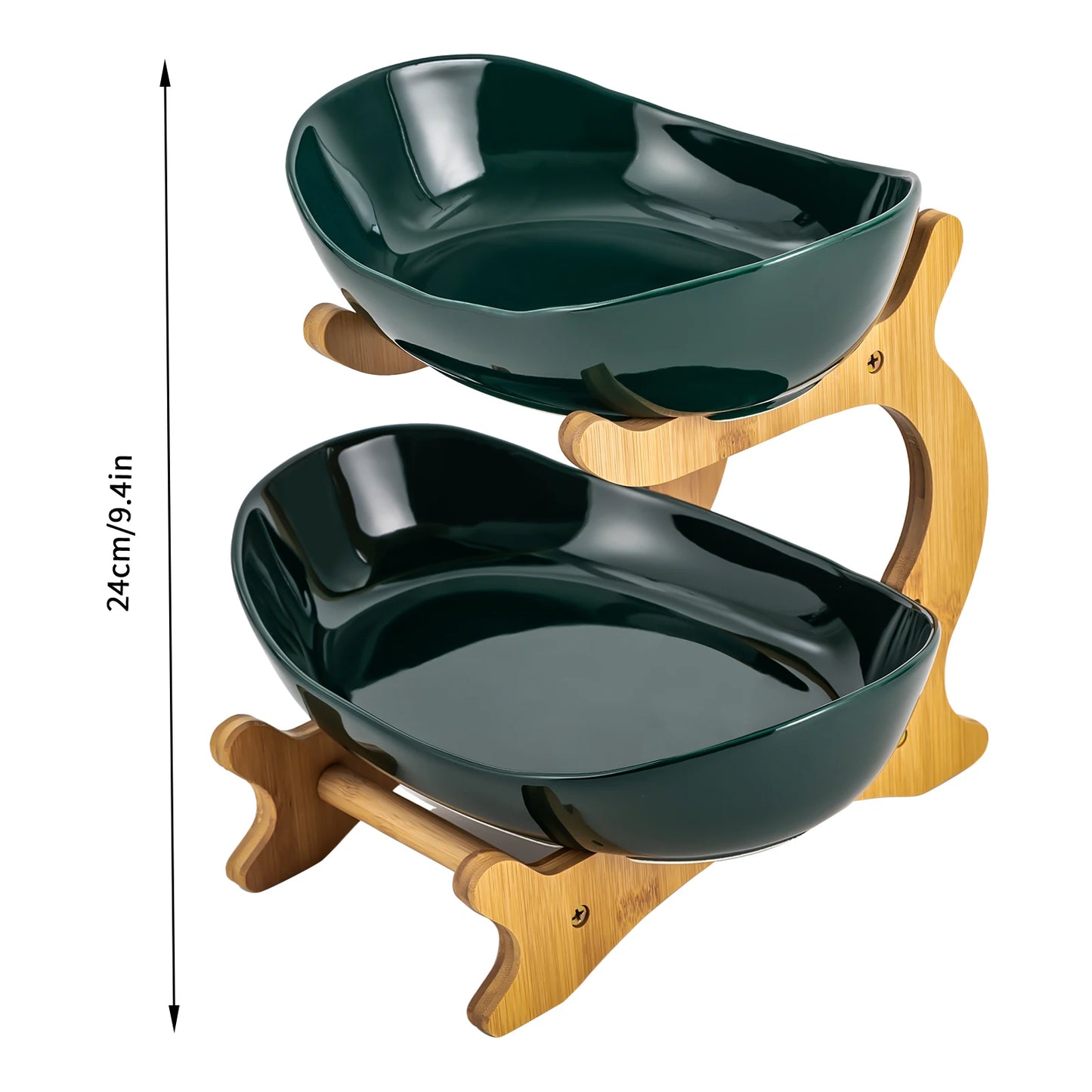 2-Tier Ceramic Fruit Bowl Set Bambo Frame