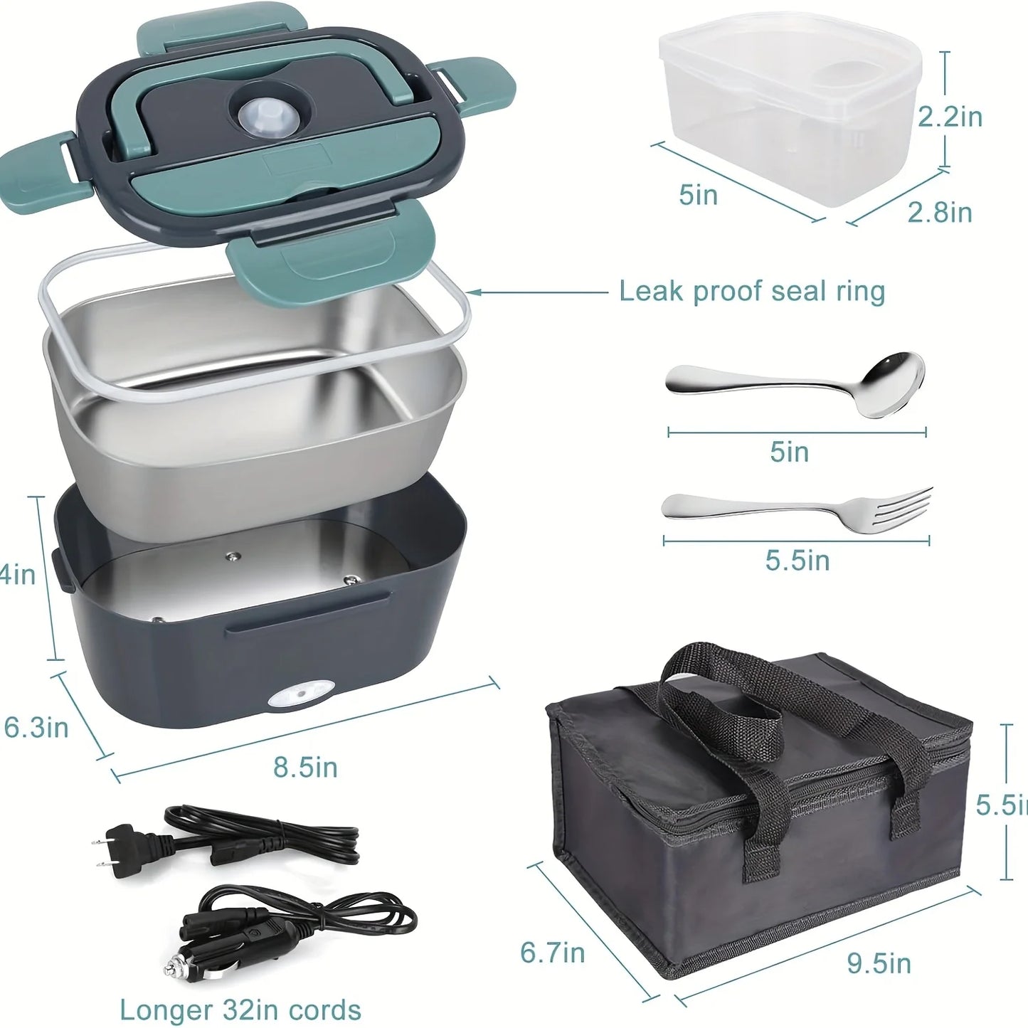 1.5 L 60W Electric Lunch Box Portable Food Heater.