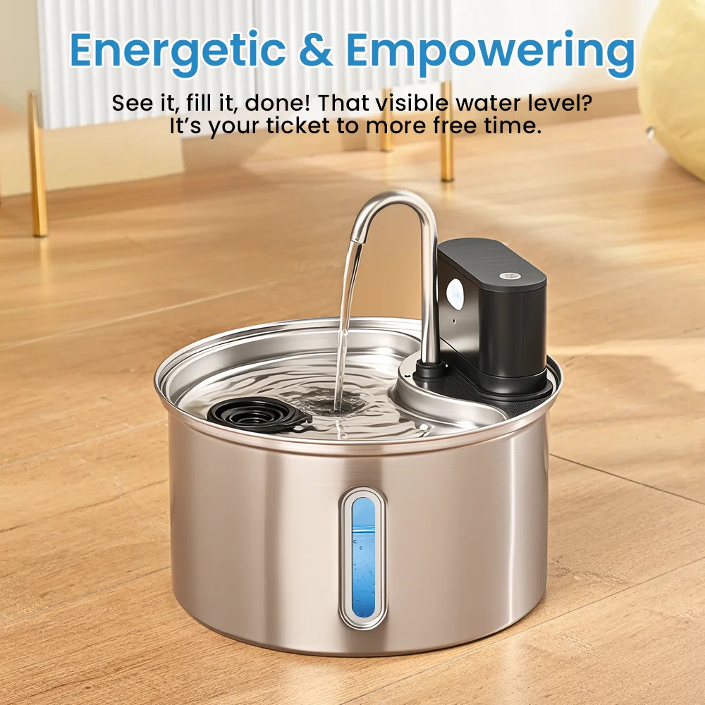 3.5L Stainless Steel Pet Sensor Water Fountain Wireless