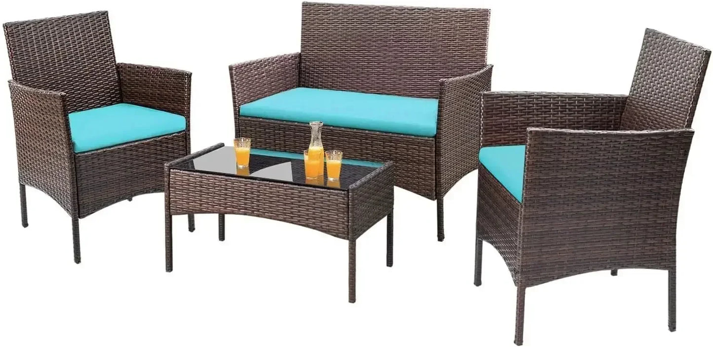 Backyard Porch 4 Pieces Furniture Outdoor Furniture Set