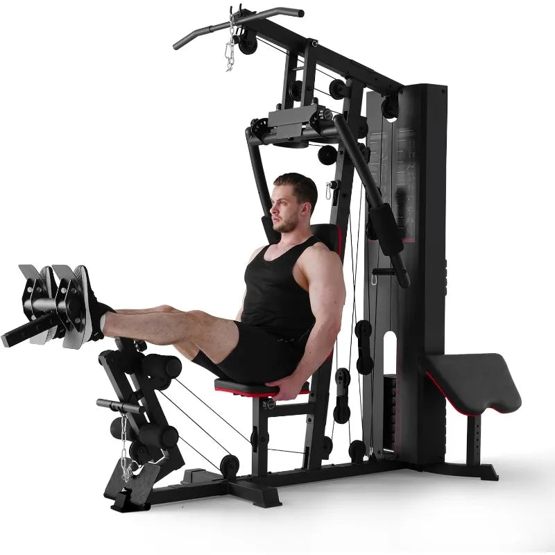 Workout Station with 150LBS Weight Stack, Home Gym